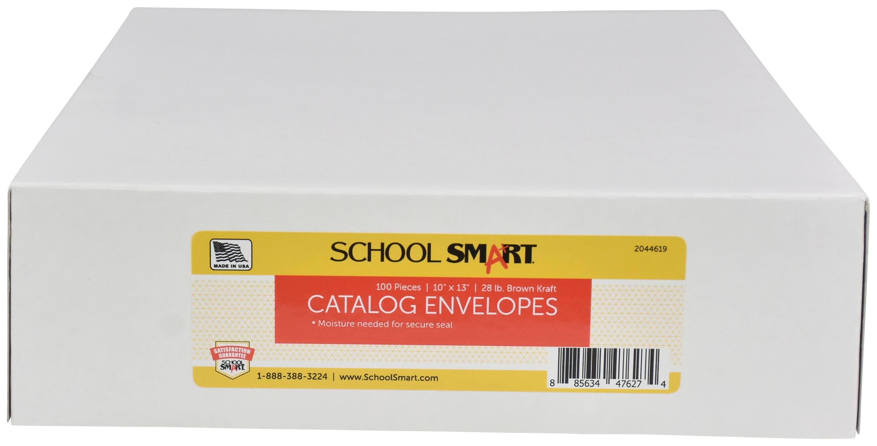 School Smart No Clasp Envelopes with Gummed Flap, 10 x 13 Inches, Kraft Brown, Box of 100 2044619